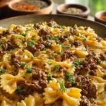 Cajun Cream Cheese Alfredo Bowties with Spiced Ground Beef
