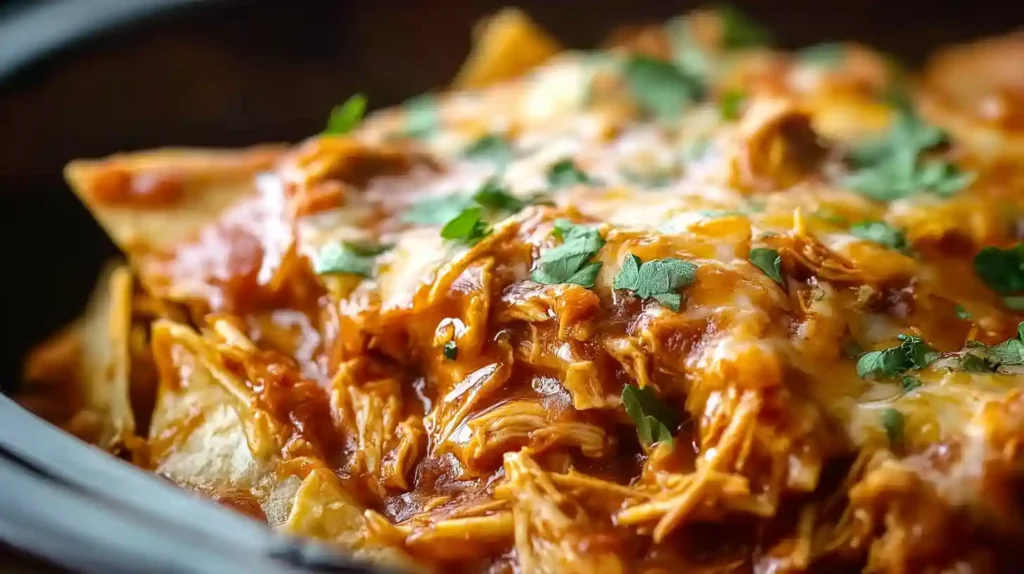 Crockpot Chicken Enchilada Casserole