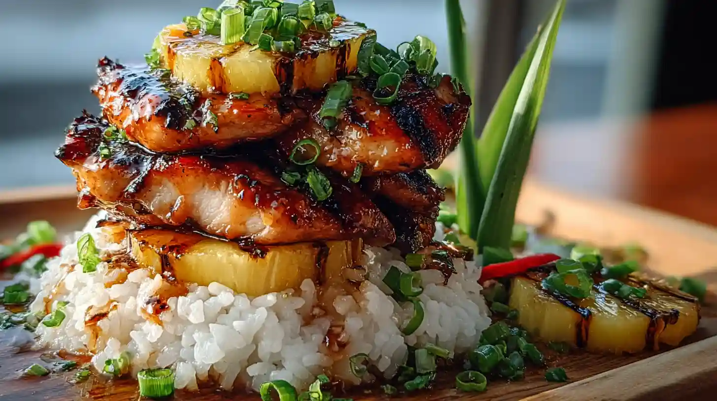 Hawaiian Huli Huli Chicken Stack