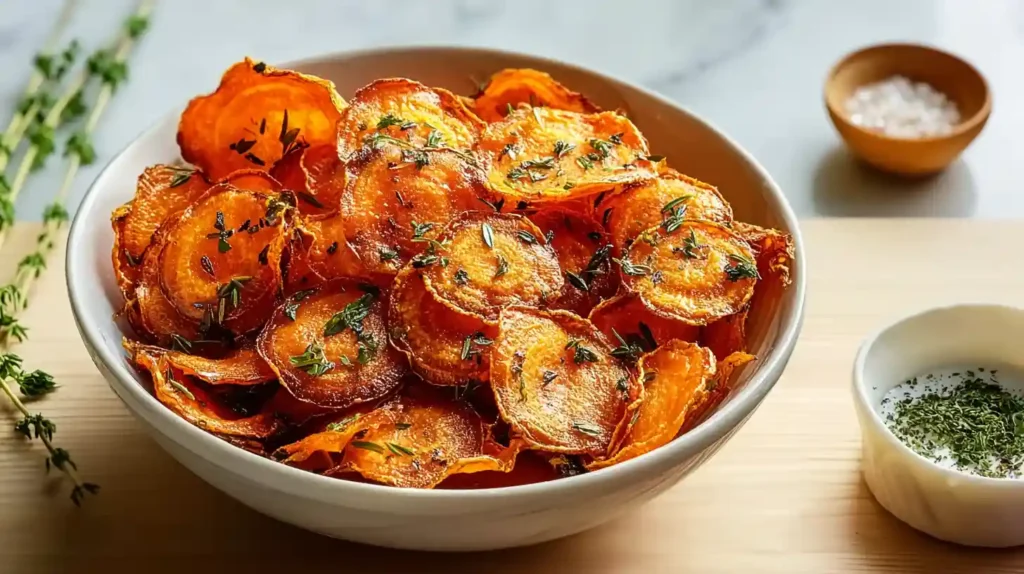 Crispy Air Fryer Carrot Chips with Garlic & Smoked Paprika