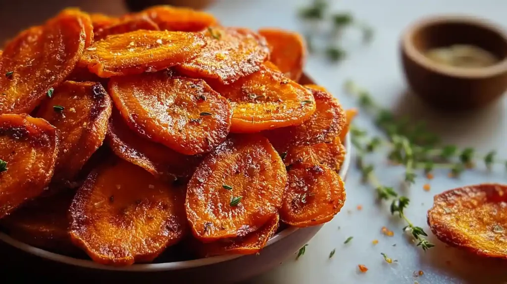 Crispy Air Fryer Carrot Chips with Garlic & Smoked Paprika