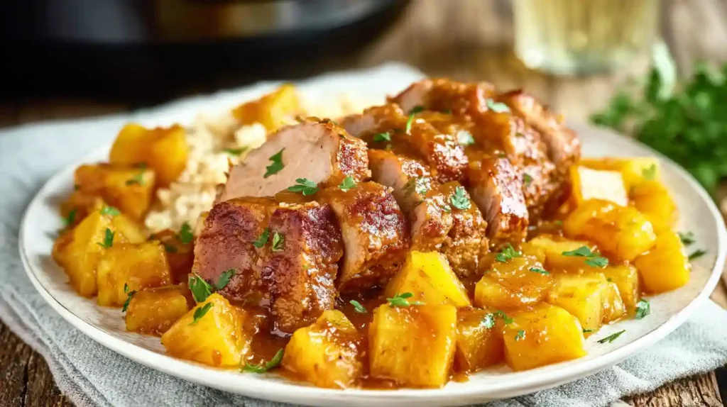 "Slow Cooker Pineapple Pork Loin "