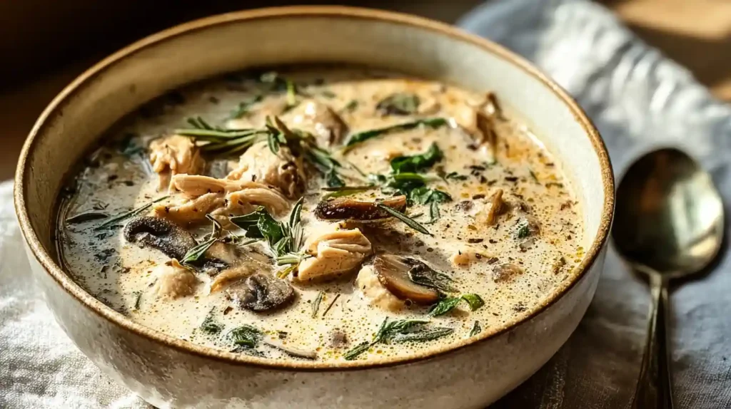 Cozy Creamy Rotisserie Chicken Mushroom Soup