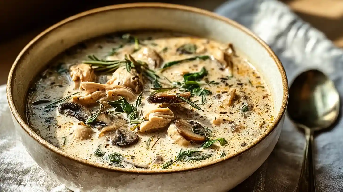 Cozy Creamy Rotisserie Chicken Mushroom Soup